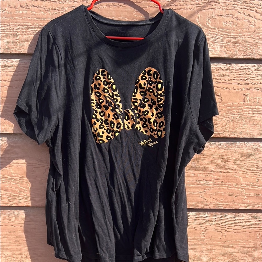 Lane Bryant Black Tee with Leopard Print Bow